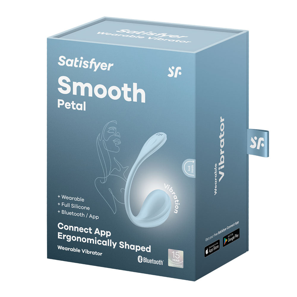 Satisfyer Smooth Petal - Light Blue - Light Blue USB Rechargeable Wearable Stimulator with App Control