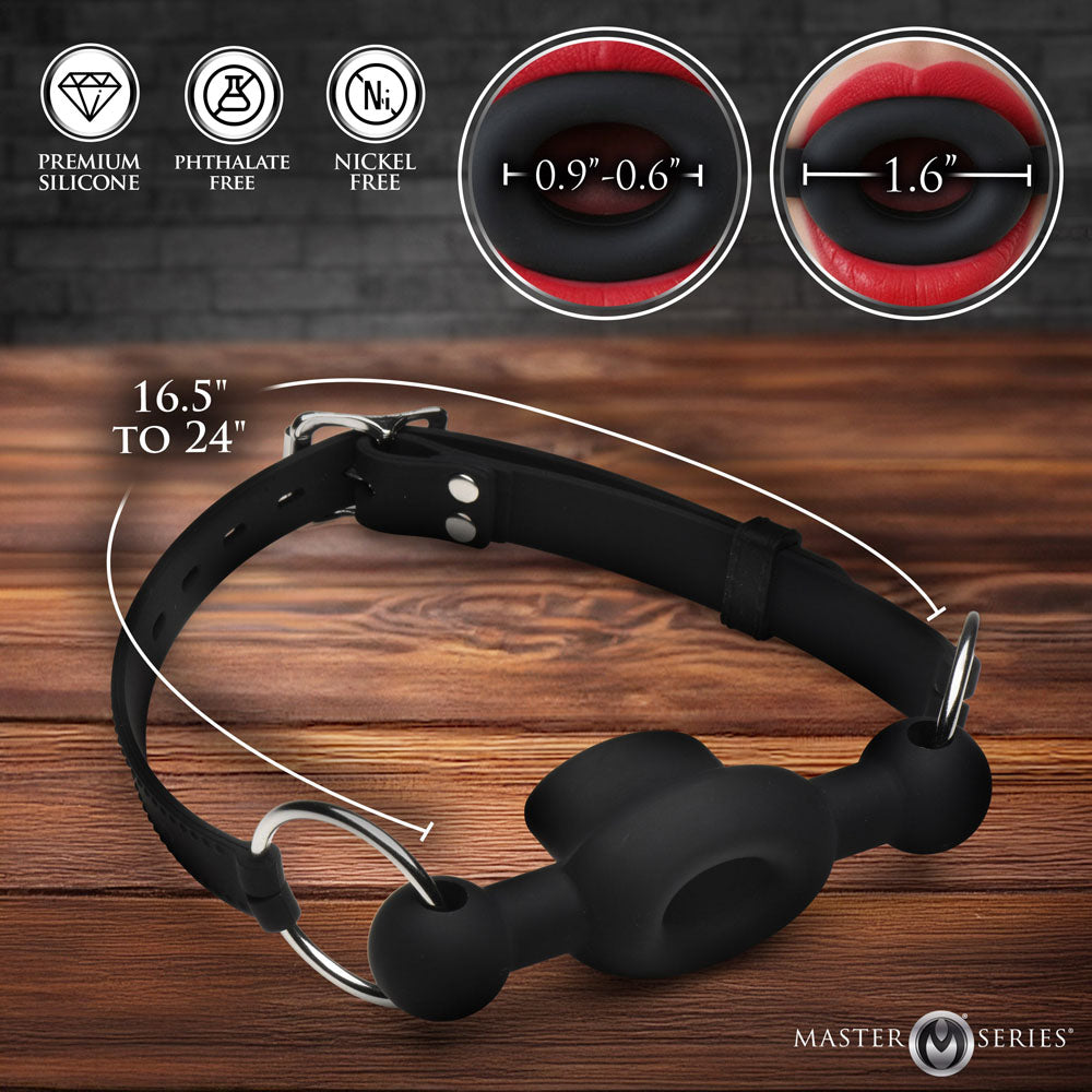 Master Series Forced - Black Silicone Feeding Mouth Gag