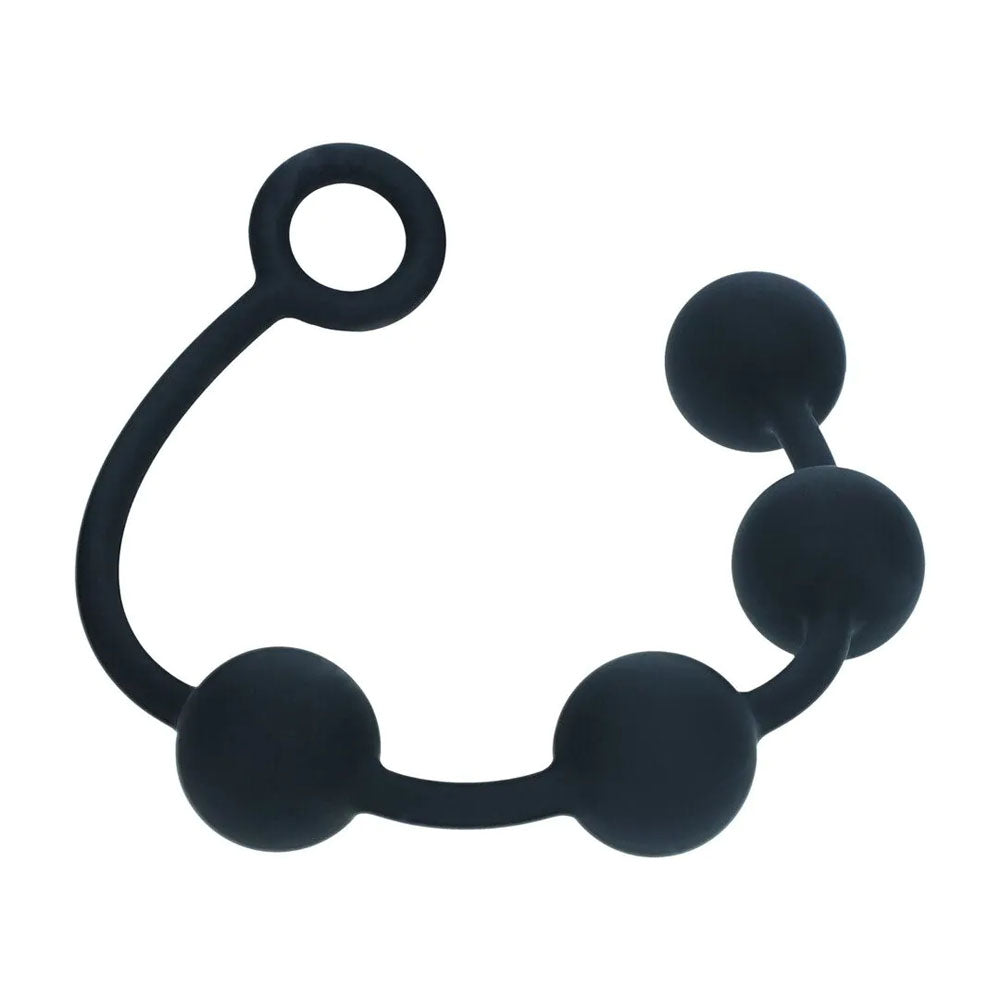 LEVELZ Round Silicone Anal Balls - L - 40mm - Black 40.5 cm Large Anal Beads
