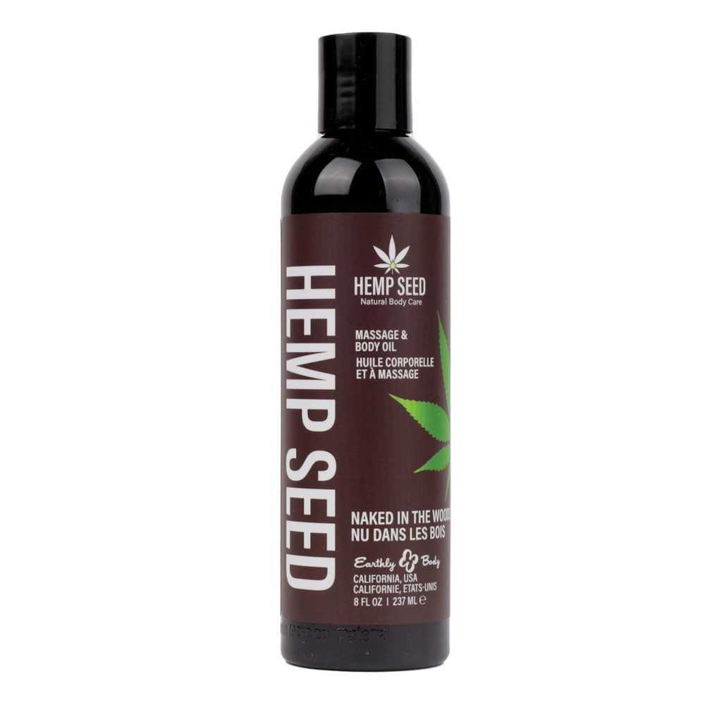 Hemp Seed Massage & Body Oil - Naked In The Woods (White Tea & Ginger) Scented - 237 ml Bottle