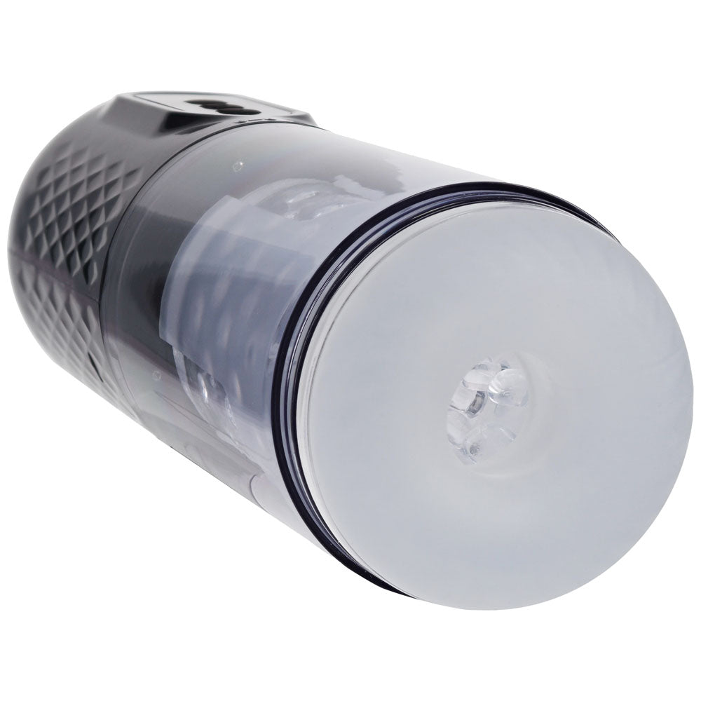 PUMPED Vortex - Gunmetal - Gunmetal Grey/Clear USB Rechargeable Sucking Rotating and Thrusting Auto Masturbator