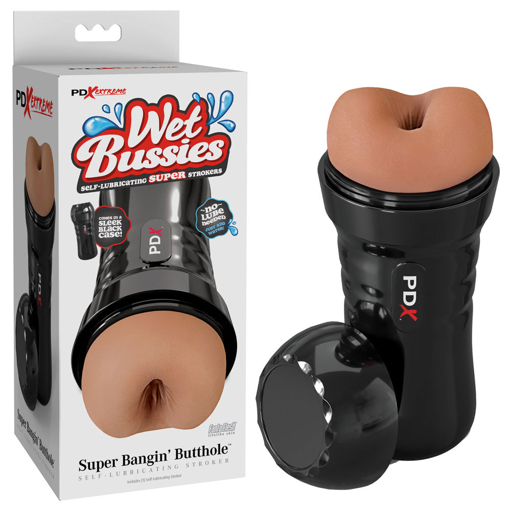PDX Wet Bussies Super Bangin Butt - Brown - Brown Anal Stroker