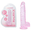 REALROCK 5'' Crystal Clear Dildo with Balls - Pink - Clear Pink 14.7 cm Dong